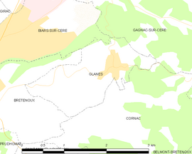 Mapa obce Glanes