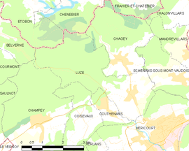 Mapa obce Luze