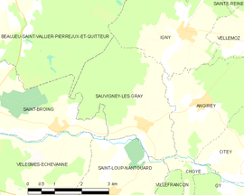 Mapa obce Sauvigney-lès-Gray