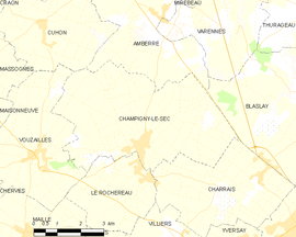 Mapa obce Champigny-le-Sec