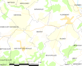 Mapa obce Savigny