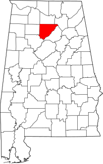 Map of Alabama highlighting Cullman County.svg