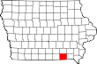 Harta statului Iowa indicând comitatul Davis