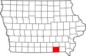 Map of Iowa highlighting Davis County