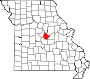 Harta statului Missouri indicând comitatul Cole