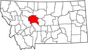 Map of Montana highlighting Cascade County