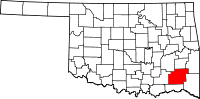 Locatie van Pushmataha County in Oklahoma