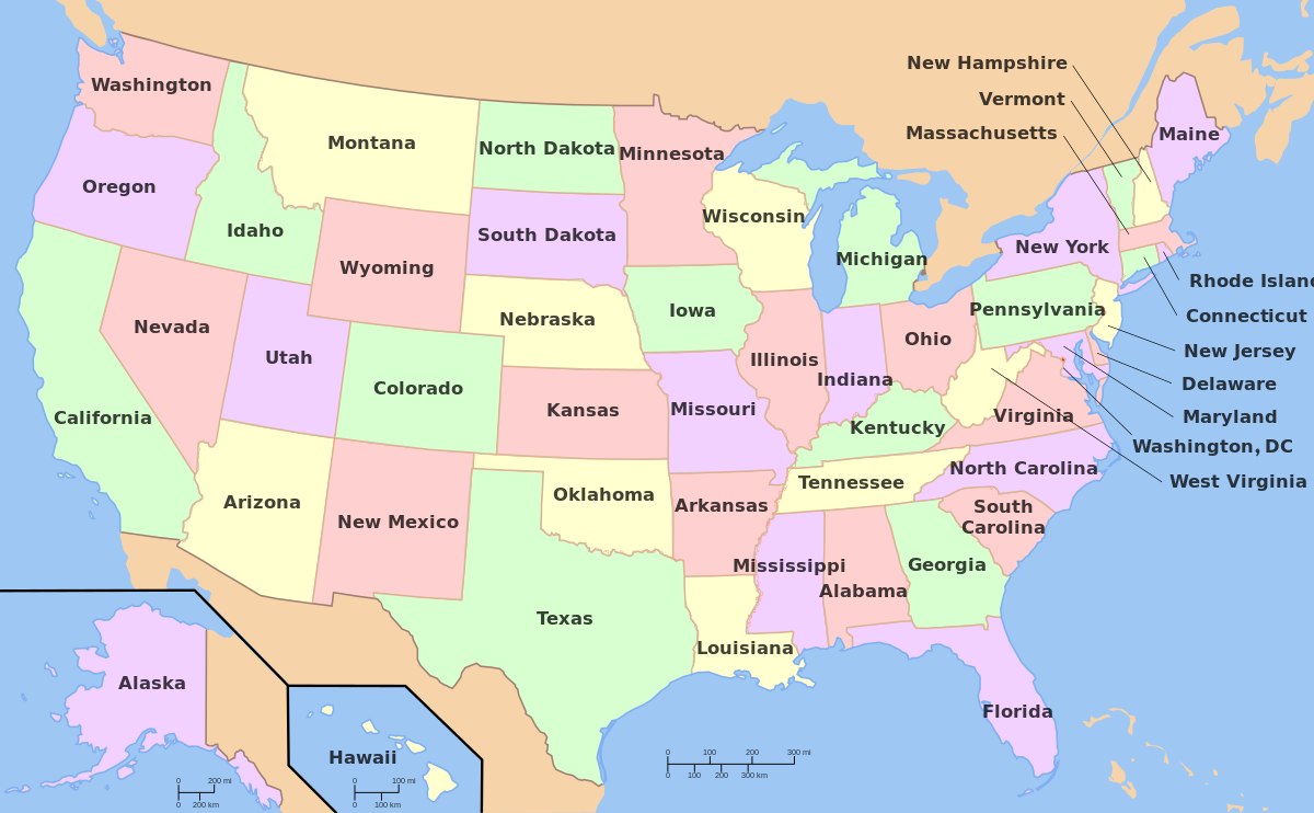 carte des états unis