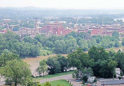 Downtown Marietta and the Muskingum River in July 2006