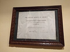 Certificado de miembro de la Hispanic Society of America
