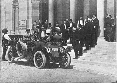 Archduke Franz Ferdinand of Austria arrives at the city hall on the day of his assassination, 28 June 1914.
