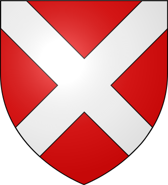 Arms of Neville: Gules, a saltire argent Neville arms.svg