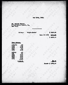 Invoice showing $1,971 going to the artist after commission and costs Nighthawks invoice Ed Hopper 1942.jpg