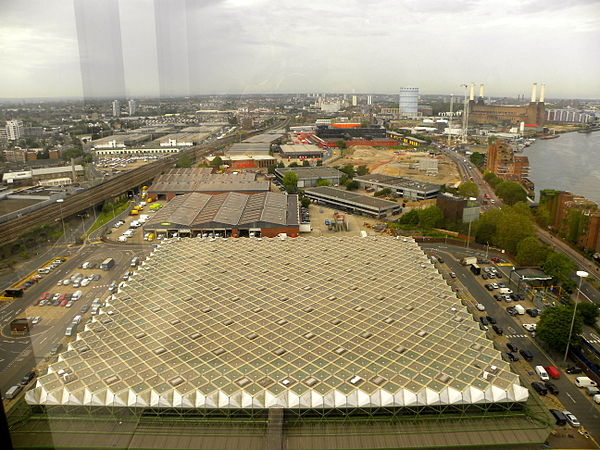 View over the Vauxhall Nine Elms Battersea regeneration area, looking towards Battersea Power Station