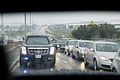 The motorcade of President of the United States Barack Obama encounters stopped traffic in Johannesburg