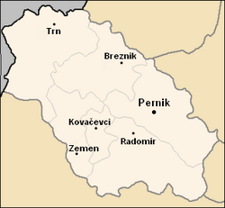 Obština Trăn na mapě