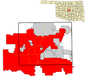 Oklahoma County Oklahoma Incorporated and Unincorporated areas Oklahoma City highlighted.svg