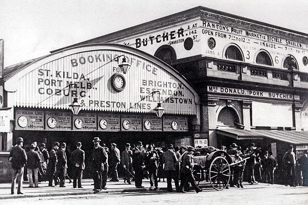 Entrance from Swanston Street, c. 1890