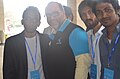 Oni, Moheen and Russell with Jimmy Wales, Bengali Wikipedia 10th Anniversary Gala Event, Dhaka.jpg