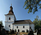 Čeština: Kostel sv. Barbory se hřbitovem ve vsi Příseka (Brtnice), okres Jihlava. English: Curch of St Barbara with a cemetery in the village of Příseka, part of the town of Brtnice, Jihlava District, Vysočina Region, Czech Republic.