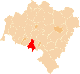 Powiat de Kamienna Góra'nın konumu