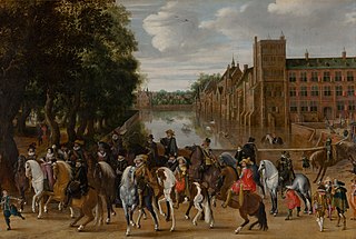 The Princes of Orange and their Families on Horseback, Riding Out from The Buitenhof, The Hague