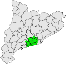 Mapa mostrando a localização dos Penedès na costa catalã