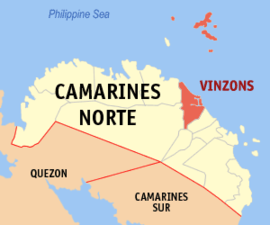 Vinzons na Camarines Norte Coordenadas : 14°10'26"N, 122°54'29"E