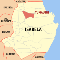 Bản đồ Isabela với vị trí của Tumauini.