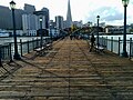 End of Pier 7, towards the Embarcadero and Transamerica Pyramid.