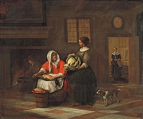 Une femme avec un canard et une femme avec un chou