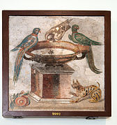 Птахи біля чаші з волою і кішка, Національний археологічний музей (Неаполь).