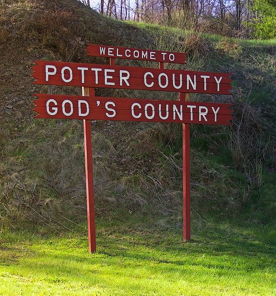 Welcome sign to Potter County