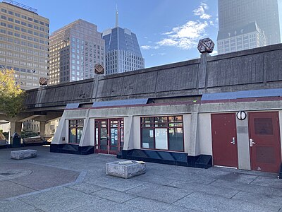 The Portsmouth Square Clubhouse on the west side of the bridge is dark and damp inside with no ventilation. As such, it sees little use.[65] The redesign of the square would create a new, larger, more useable clubhouse in its place.[66][67][68]