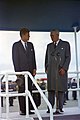 President John F. Kennedy with Prime Minister Harold Macmillan at Gatwick Airport.jpg