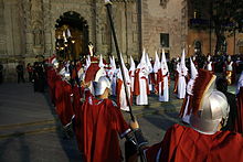 First brotherhood leaving the El Carmen church Procesion del Silencio SLP027.JPG