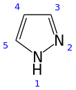 Δομή πυραζολίου με αρίθμηση