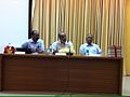 Vishnu Vardhan, Programme Director CIS-A2K, Satish Shetye, Goa University Vice Chancellor, V.P. Kamat, Registrar of Goa University during press conference of re-release of Konkani Vishwakosh under CC license