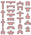 Reflection symmetrical octominoes (90°)