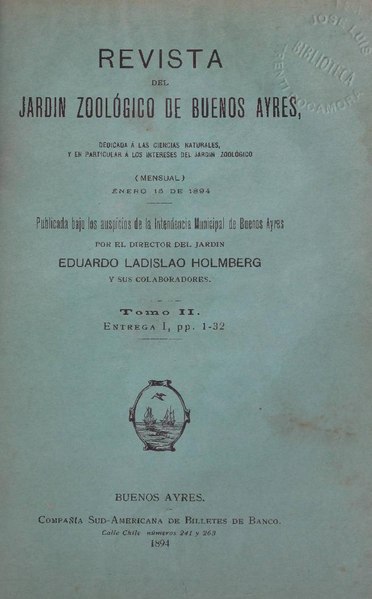 Archivo:Revista del Jardín Zoológico de Buenos Ayres (Tomo II. Entrega I, pp. 1-32).pdf