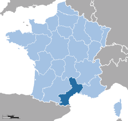 موقعیت لانگدوک روسیون در کشور فرانسه