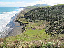 Ruapuke Beach from above Waiau Beach Ruapuke Beach from south.JPG