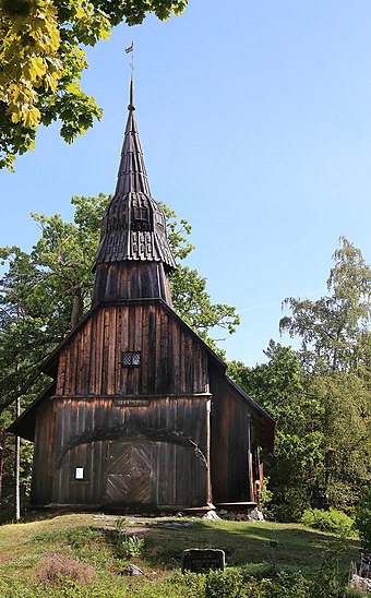 A wooden St. Magdalena Church in the Ruhnu Island, Estonia