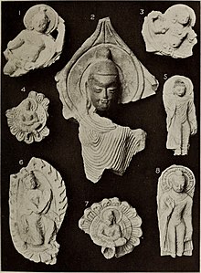 Remains of stucco relievos from wall decoration of various Buddhist ruins near Khotan. Ruins of desert Cathay - personal narrative of explorations in Central Asia and westernmost China (1912) (14596508258).jpg