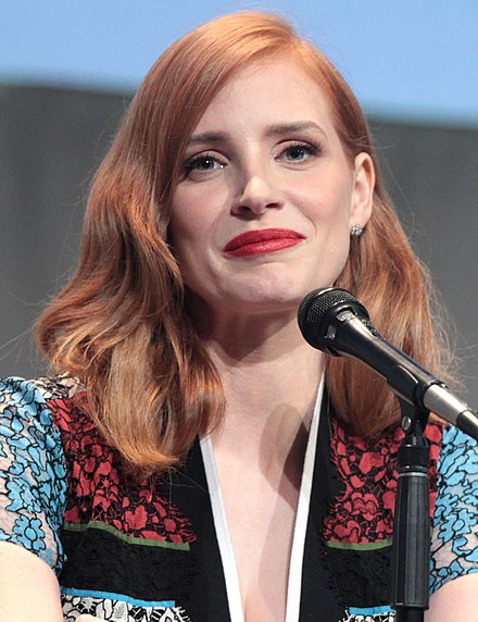 Chastain promoting "Crimson Peak" at the San Diego Comic-Con International in 2015.