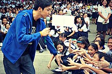 Sam Concepcion serenading the students of St. Scholastica, Manila for World Vision's "Youth Campaign Against Hunger" in 2011. Sam Concepcion in St Scholastica for Youth Campaign.jpg