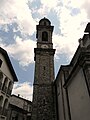 Il campanile della chiesa di Santa Maria, Santa Maria del Taro, Tornolo, Emilia-Romagna, Italia