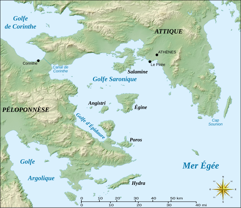 La isla en el golfo Sarónico