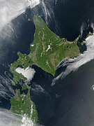 Сателитски снимак Хокаида, Јапан у мају 2001.