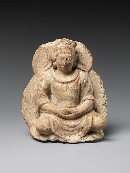 File:Seated Buddha with halo and mandorla 5th-6th century CE Gandhara.jpg